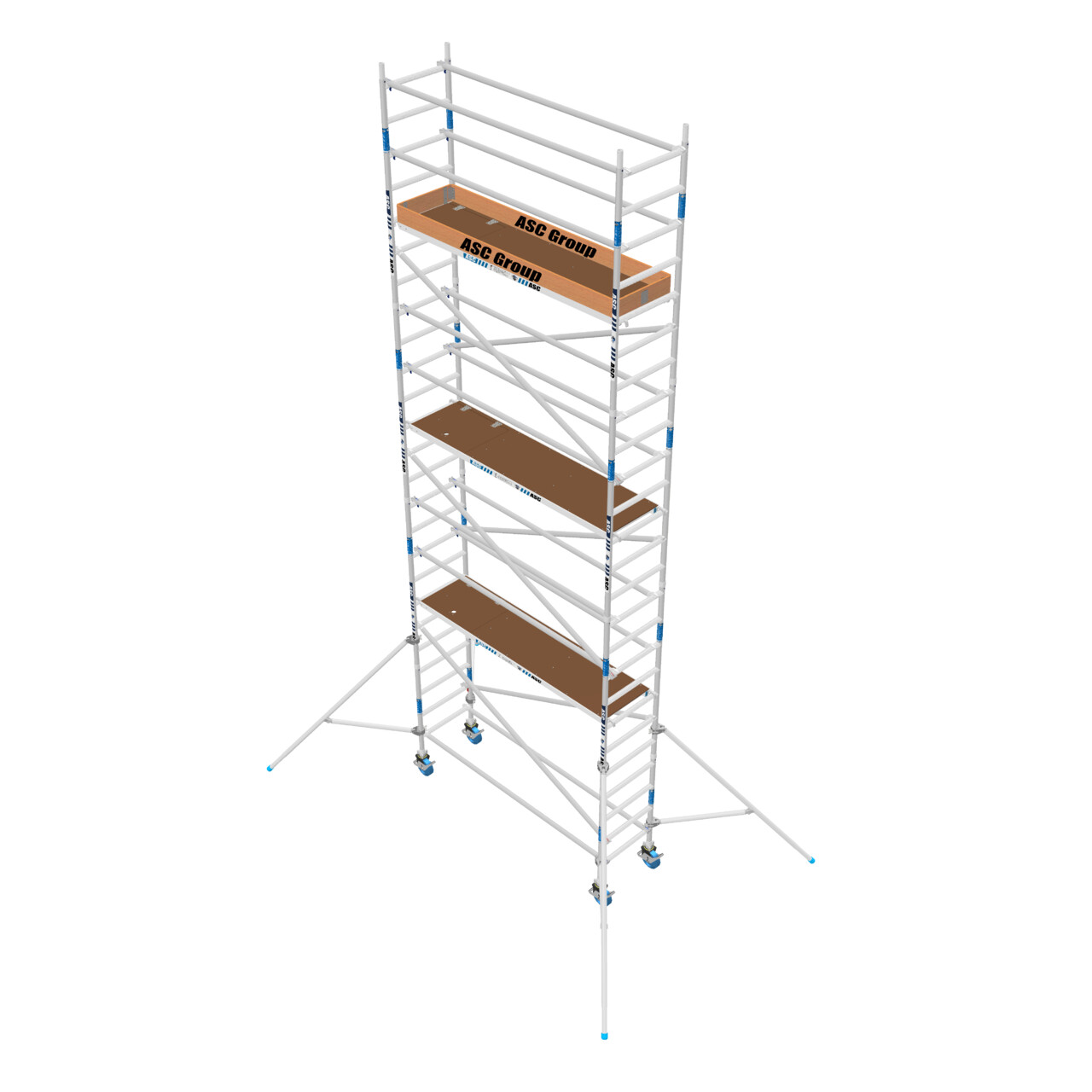 ASC 75er-Rahmen, 260 cm Plattform, mit Streben, Holz, Profi-Rollgerüst