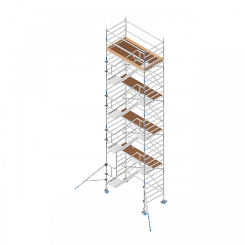 ASC Treppengerüst Deluxe, 260 cm, 135er Rahmen, Treppengeländer doppelseitig innen und außen, Zugang seitlich