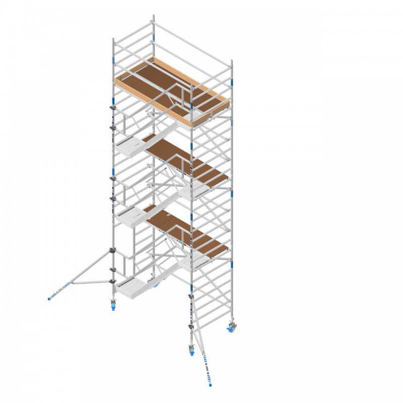 ASC Treppengerüst Deluxe, 315 cm, 135er Rahmen, Treppengeländer doppelseitig innen und außen, Zugang seitlich