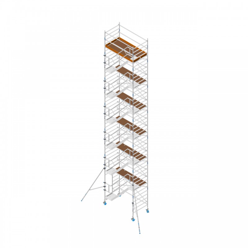 ASC Treppengerüst Deluxe, 315 cm, 135er Rahmen, Treppengeländer doppelseitig innen und außen, Zugang seitlich