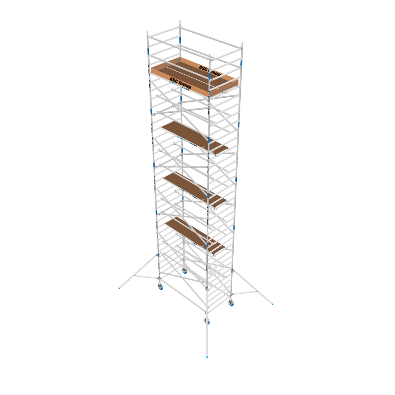 ASC 135er-Rahmen, 260 cm Plattformlänge, mit Streben, Holz, Profi-Rollgerüst