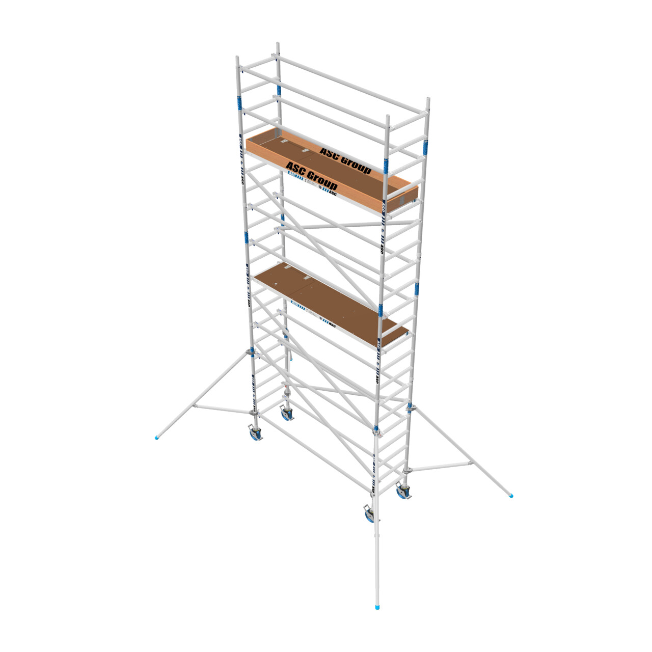 ASC 75er-Rahmen, 260 cm, mit Streben, Fiber-Deck Plattform, Profi-Rollgerüst