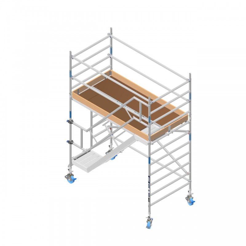 ASC Treppengerüst Deluxe, 260 cm, 135er Rahmen, Treppengeländer doppelseitig innen und außen, Zugang seitlich