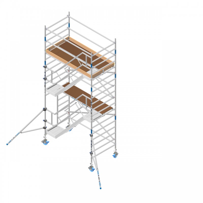 ASC Treppengerüst Deluxe, 260 cm, 135er Rahmen, Treppengeländer doppelseitig innen und außen, Zugang seitlich